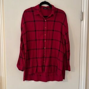 Red Button Up Flannel Shirt